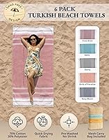 Vista 2 de LANE LINEN Paquete de 6 toallas de playa prelavadas de gran tamaño, elegantes toallas de secado rápido para piscina y viaje para adultos, 39 x 71