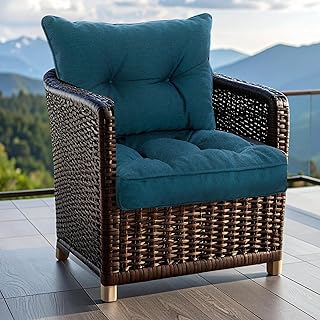 Outdoor Kissen für Gartenmöbel | Wasserfest Sitzkissen 60x60 cm & Rückenkissen 60x40 cm Polster Set für Gartenstühle | Hoch FÜLLPRO+ Füllung | Lounge Auflagen Stuhl, Gartenbank | Marineblau