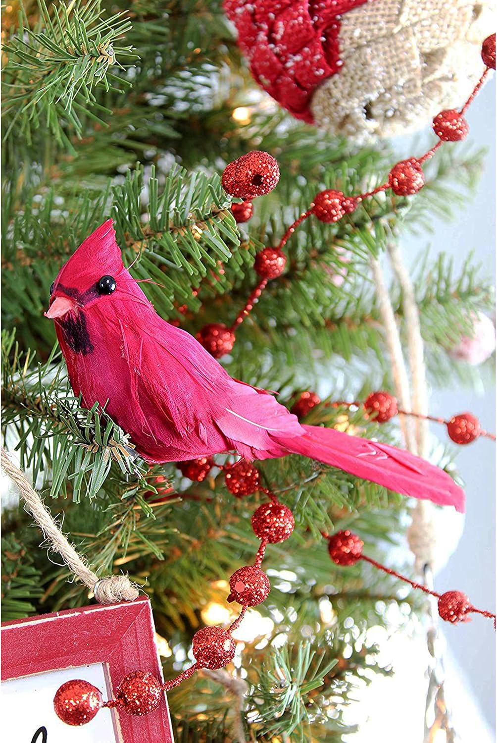 Cornucopia Red Cardinals Ornaments (6 Pack), 3-Inch Tall Artificial Birds; Great for Christmas Decorations, Winter Theme, Wreaths Etc, Clip-On Style