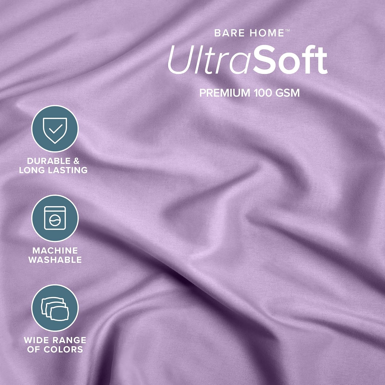 Bare Home Fitted Bottom Sheet King Size - Premium 1800 Ultra-Soft - Hotel Luxury - Deep Pocket - Durable and Long Lasting (King, Lavender)