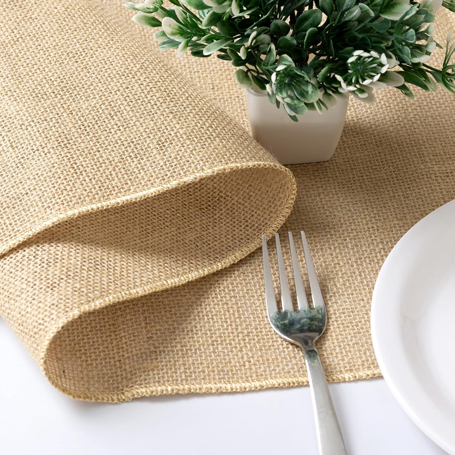 Burlap Table Runners 12 x 108 Inch (10 Pack) – Natural Jute Rustic Farmhouse Table Decor for Outdoor Use, Thanksgiving & Fall