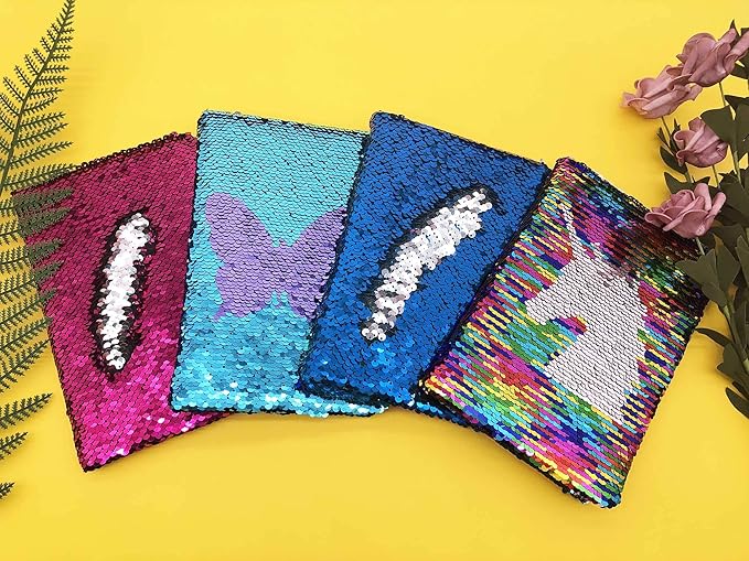 Diario de niñas GINMLYDA con purpurina, 21.6x14 cm, 160 páginas, Butterfly miniatura 7