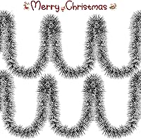 Vista 2 de Waydress Guirnalda de oropel de Navidad para colgar en Navidad, corona metálica brillante para árbol de Navidad, decoración para el hogar, Negro