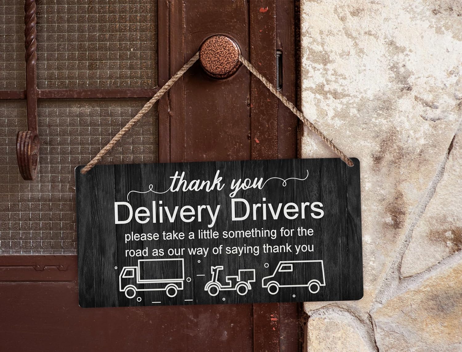 huester Delivery Drivers Wood Plaque Sign, Delivery Driver Snack Sign, Thank You Home Wall Decor Gifts for Delivery Driver Men, Thank You Delivery Drivers Home Décor Wall Hanging Decor, 12x6 inches