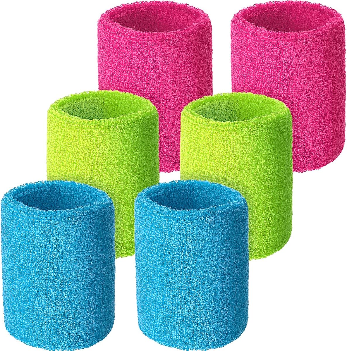 Muñequeras, Muñequeras Deportivas para Competición, Absorbentes de Sudor, para Baloncesto, Tenis, Fútbol, ​​Correr y Trabajar (Paquete de 6)