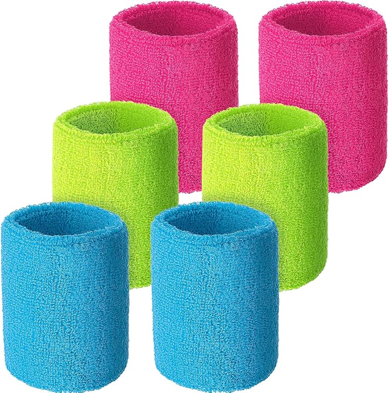 Muñequeras, Muñequeras zapatillas para Competición, Absorbentes de Sudor, para Baloncesto, Tenis, Fútbol, ​​Correr y Trabajar (Paquete de 6)