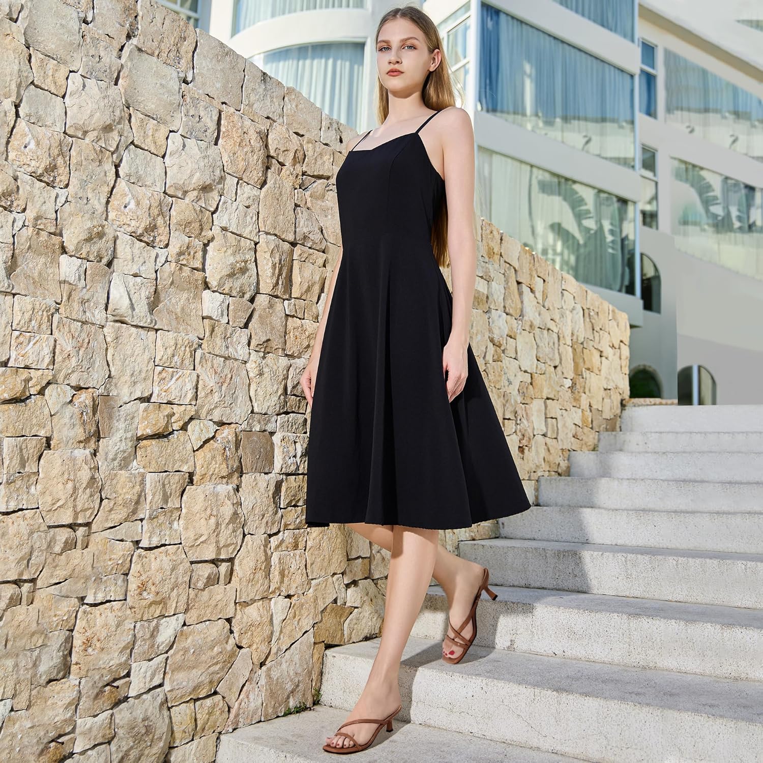 Women's Kitten Heel Sandals Square Toe Strapy Flip Flop Heels Thong Heeled Sandals 2 Inch Dress Party Shoes - Image 3