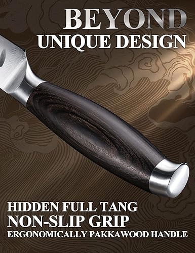 Miniatura 3 de WILDMOK Juego de 4 cuchillos de carne de 5 pulgadas, cuchillos de cocina ultra afilados, juego de cuchillos de carne de acero inoxidable alemán,