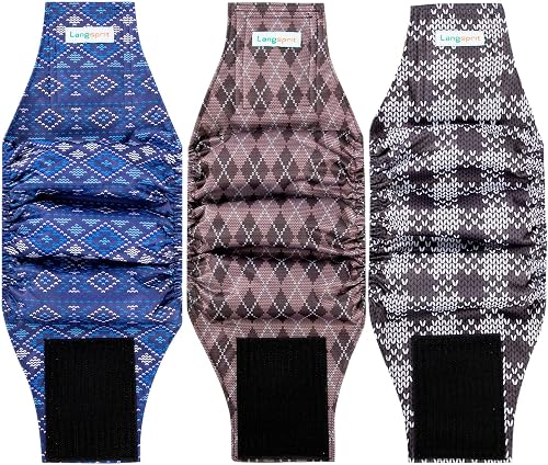 Langsprit Lot de 3 Bandes ventrales pour Homme - Couches pour Chien pour Homme -