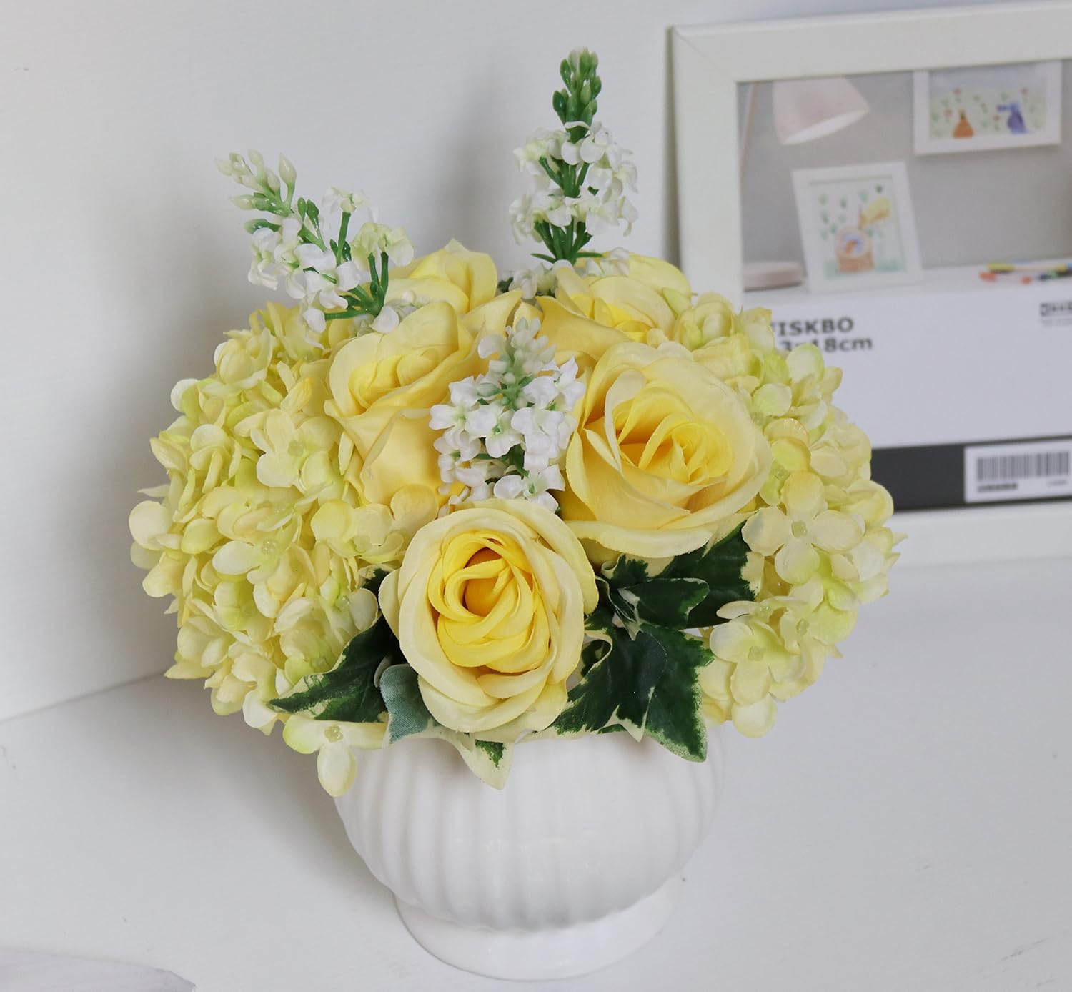 Buy Artificial Fake Flowers Bouquet Vase Included (Shade 4) Online at