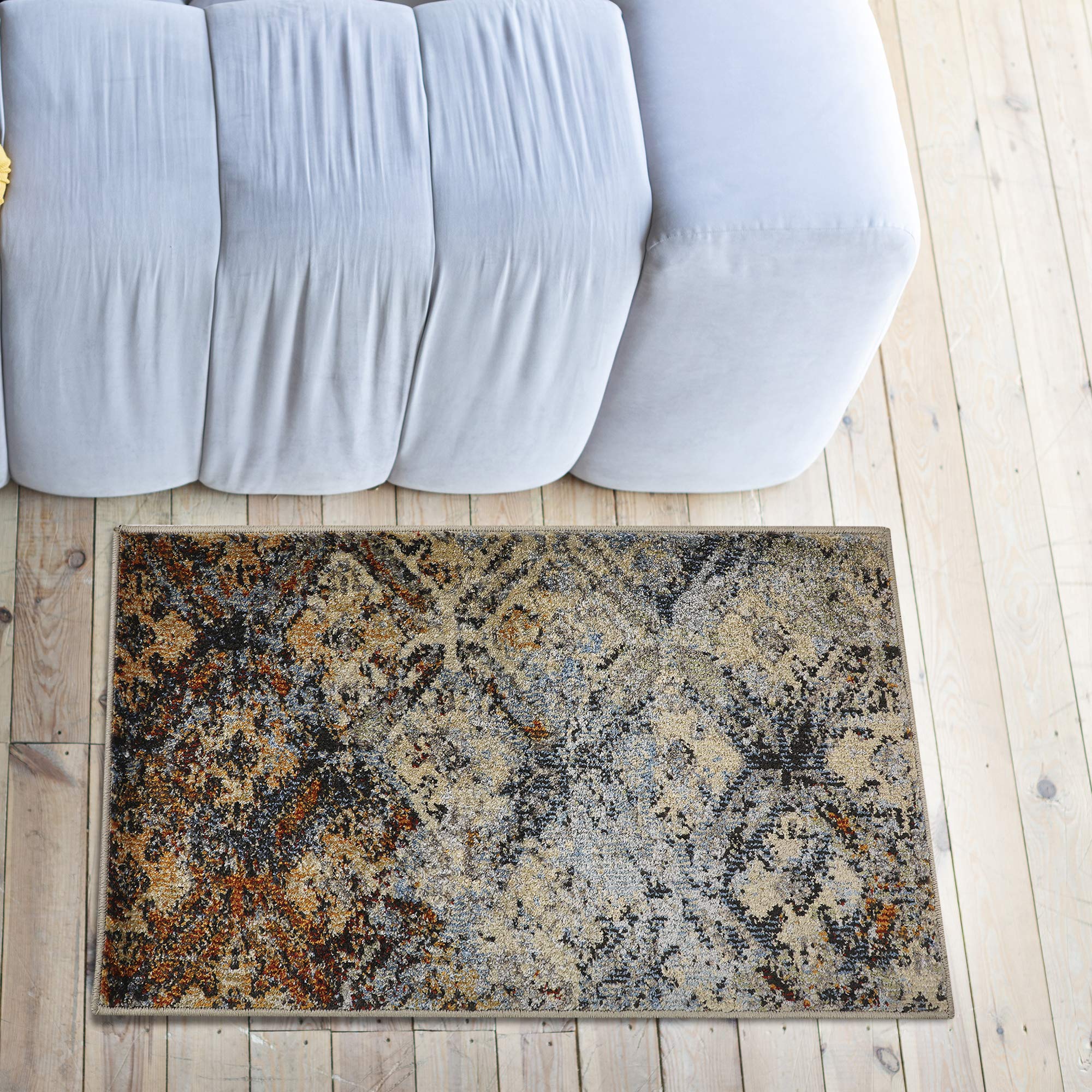 OrientalWeavers Polyester Polypropylene Large Door Mat, Room Mat, Bed Side Rug Runner, 60 cm X 100 cm 11 mm Thick- (2ft X 3.25 ft),Woven Jute Backing, Anti-Slip,1 Piece