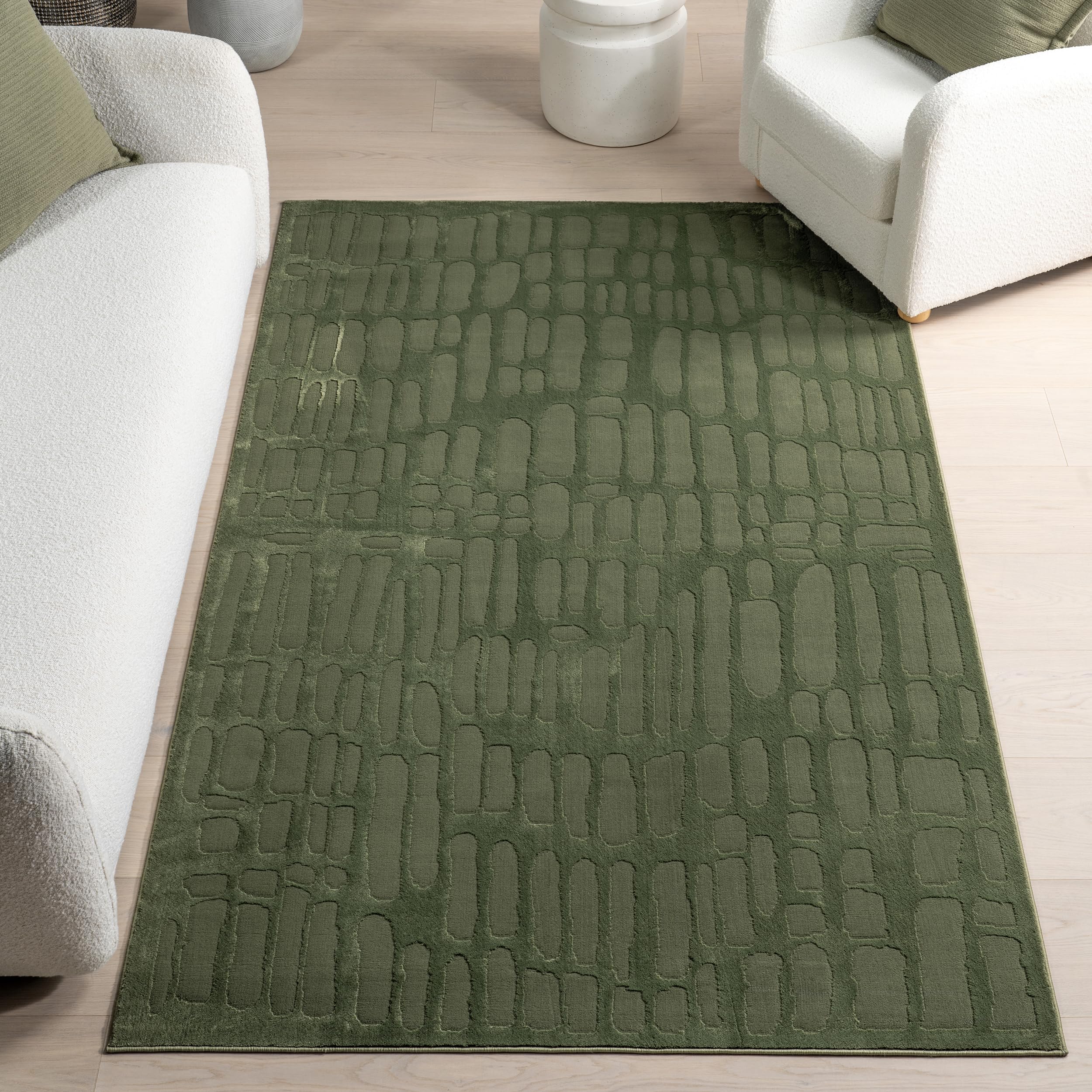nuLOOM Belen Forest Green, 4' x 6', Abstract, Recycled Polyester, Soft and Smooth, High Traffic, Stain Resistant, Easy Clean, Durable Washable Area