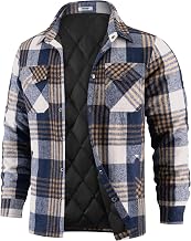 COOFANDY Men's Thermal Shirt Cotton Checked Warm Winter Jacket