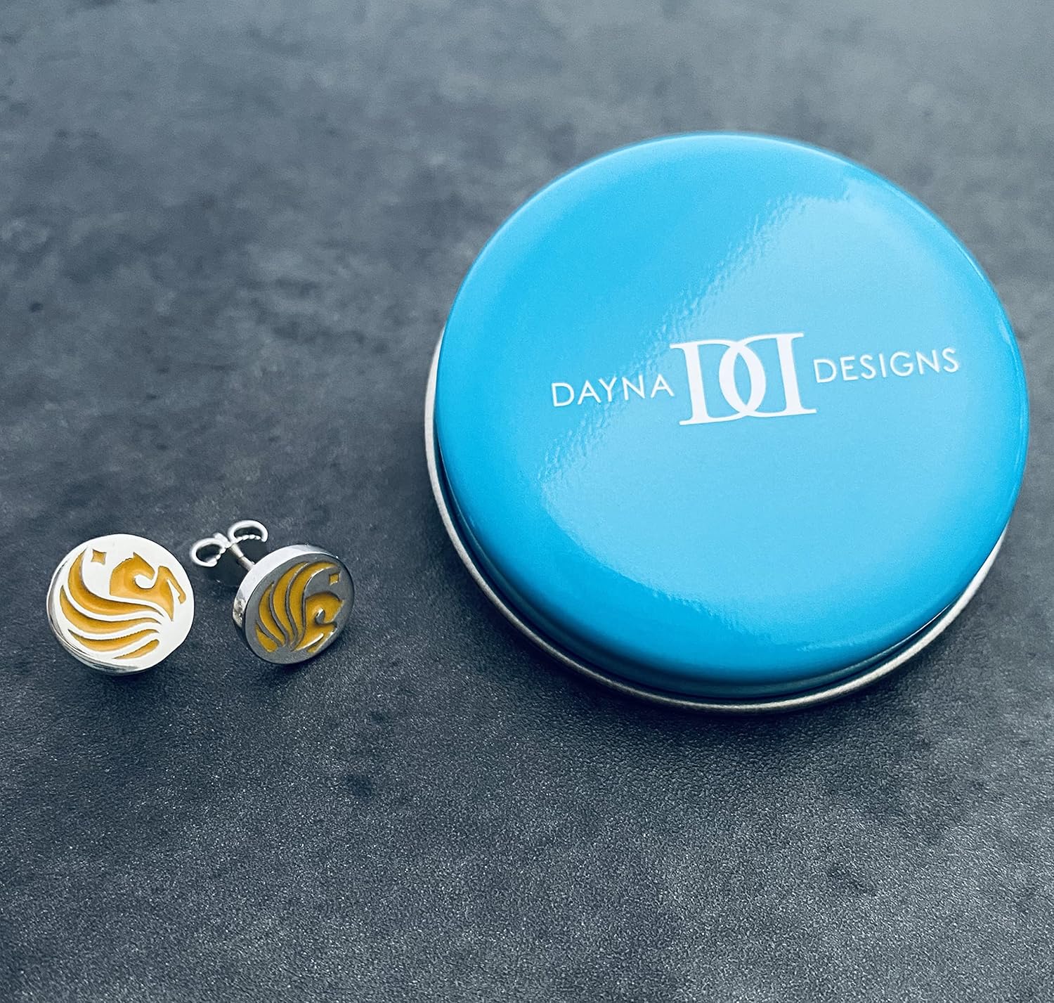 University of Central Florida Post Earrings - Platinum over 925 Solid Sterling Silver Studs, Officially Licensed Jewelry Gifts for Coaches and Women Graduates, Alumni, UCF Knights by Dayna Designs