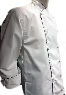 CHEFSKIN Beautiful Chef Jacket Coat White Medium Weight Twill with Houdstooth Piping (Lot of 3 (Discount))