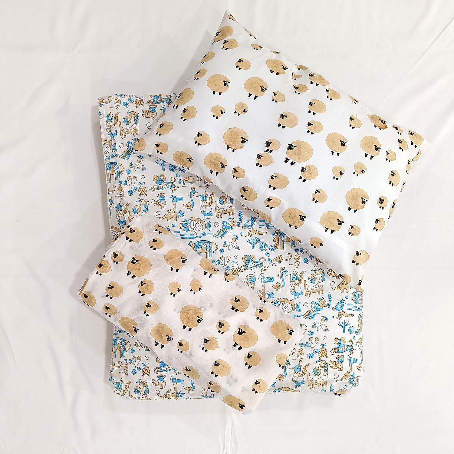 Trade Star 100% Cotton Duvet Cover Bedding Set for Boys & Girls Set Beautiful Toddler Bedding Set Hand Block Printed Baby Soft Crib Bedding Cover Set (Pattern - 8)