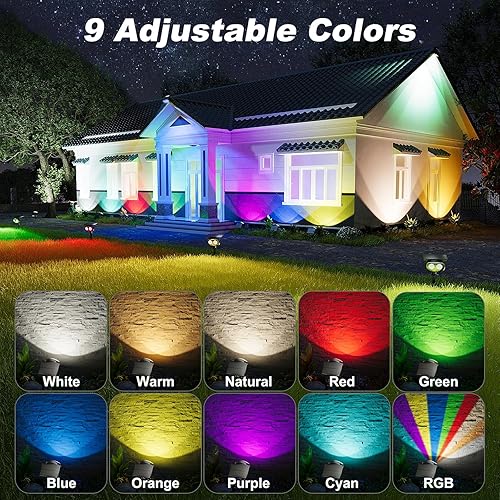Miniatura 3 de Focos solares para exteriores, impermeables, IP68, luces solares que cambian de colores RGB con 4 modos de iluminación, luces solares para