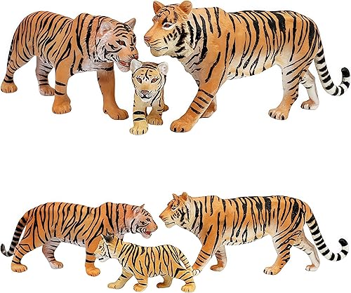 Miniatura 6 de Gemini&Genius Figuras de tigre, figuras de acción de animales de safari, 3 juguetes de animales de vida silvestre, 3 a 6 pulgadas de longitud, ideal