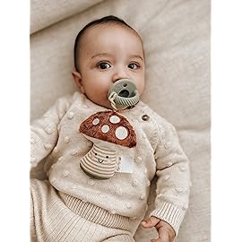 Itzy Ritzy Pacifier and Lovey Set; Detachable Plush Mushroom and Coordinating Green Silicone Pacifier; Ideal for Ages 0 Months and Up, Mushroom