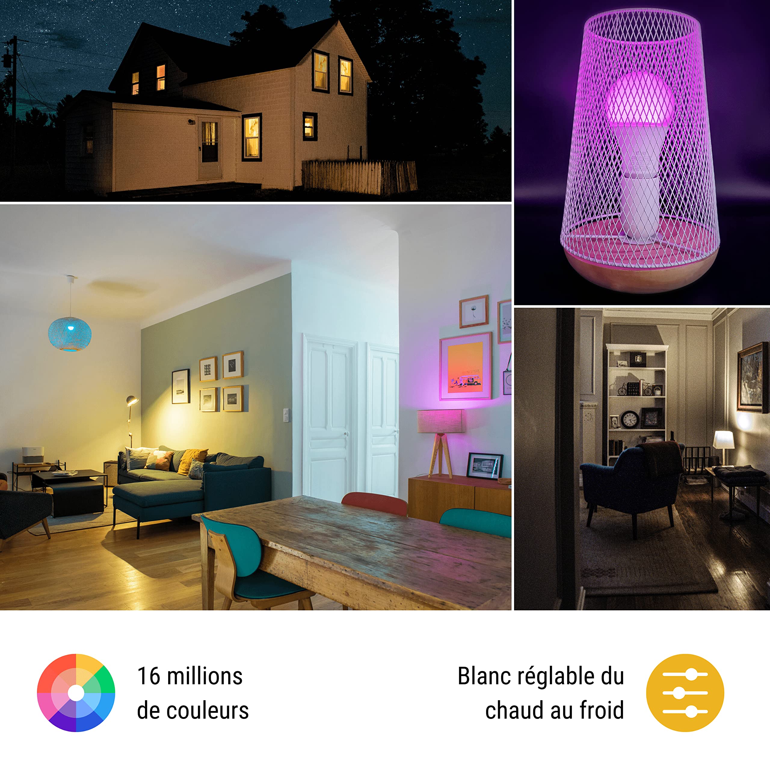 Konyks Antalya Color E27 - LED WiFI + BT, 1055 lumenów, 11 W, kolory + regulowany biały, kompatybilny z Alexa lub Google Home, łatwa automatyzacja