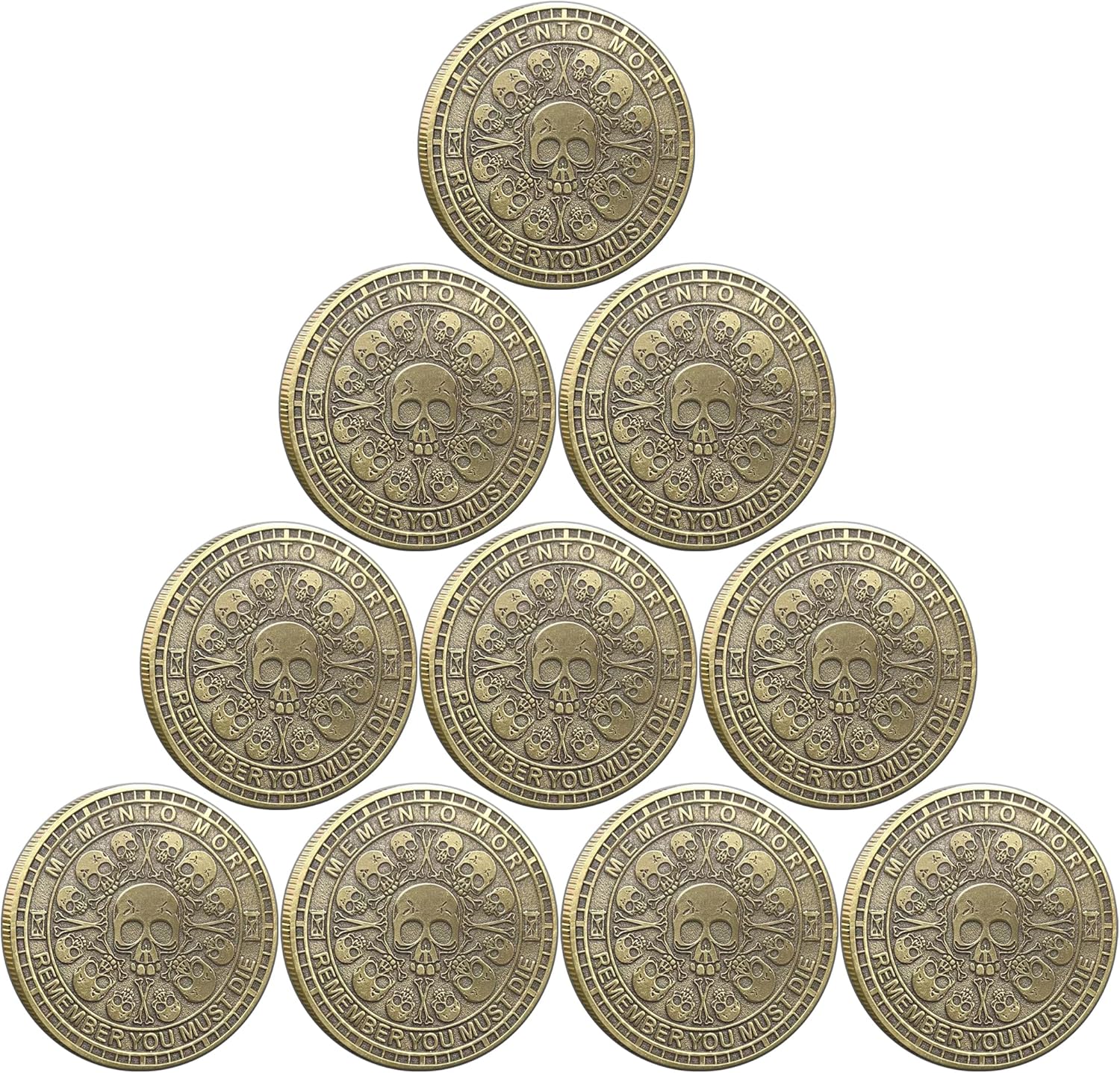 Memento Mori Challenge Coin: Elevate Your Daily Stoic Practice with Amor Fati Medallion - A Perfect Stoicism Gift and EDC Metal Token for Embracing Life's Moments (Pack of 10)