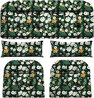 Vista 15 de Cojines de silla de mimbre de 5 piezas, cojín impermeable para sofá de mimbre al aire libre, 1 cojín de asiento de amor, 2 cojines en forma de U y 2