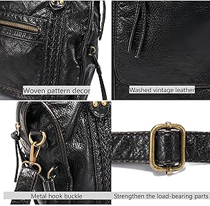 JOLLQUE Rivet Crossbody City Bag for Women,Large Retro Washed