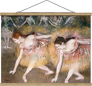 Quadro Tessuto Edgar Degas - Ballerine Bowing - Orizzontale 3:4, 37.5 x 50cm, Legno di Quercia