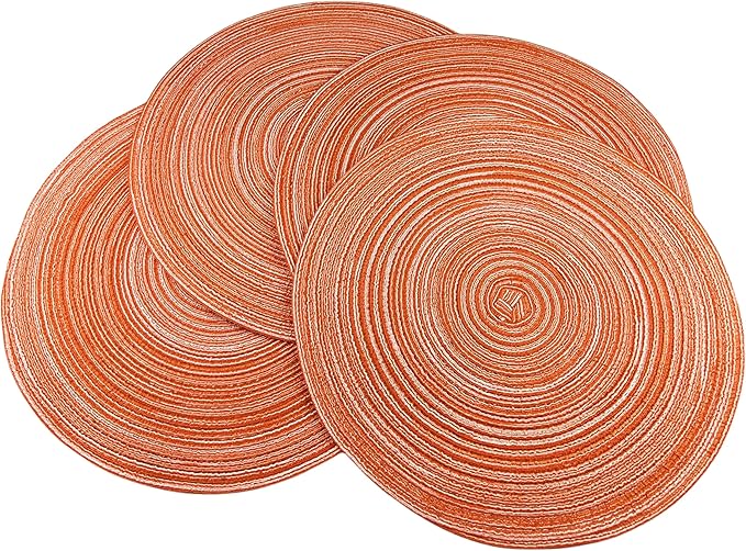 Round Placemats -Set of 4 - 14 inch(Orange)