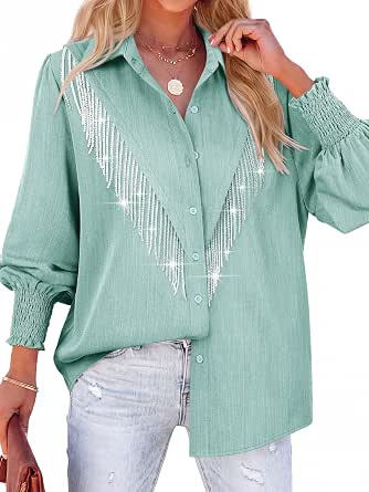 MYMORE Women's Western Cowgirl Fringe Shirt Sparkly Tassel Cowboy Rodeo Top