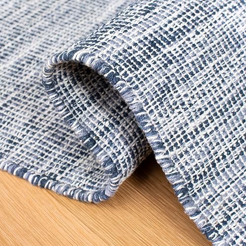 Miniatura 6 de SAFAVIEH Montauk Collection - Alfombra decorativa de 3 x 5 pies, azul marino y azul, tejido plano hecho a mano, de algodón, ideal para zonas de alto