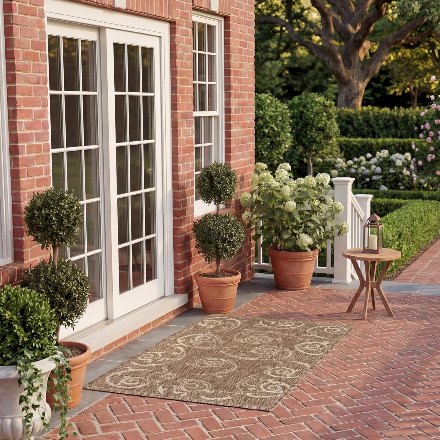 SAFAVIEH Washable Rug Outdoor Courtyard Collection - 2' x 3'7", Brown & Natural, Non-Shedding & Easy Cleaning, Ideal for Patio, Front Door, Entryway, Doormat (CY2665-3009)