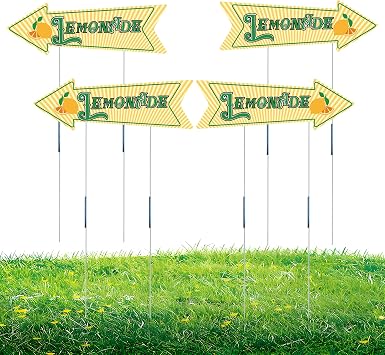 Double Sided Lemonade Yard Signs with 27in Extra-Long Stakes, UV & Water Resistant Corrugated Plastic Arrow Signs for Lemonade Stand, Yard Sale, Outdoor Decoration 4