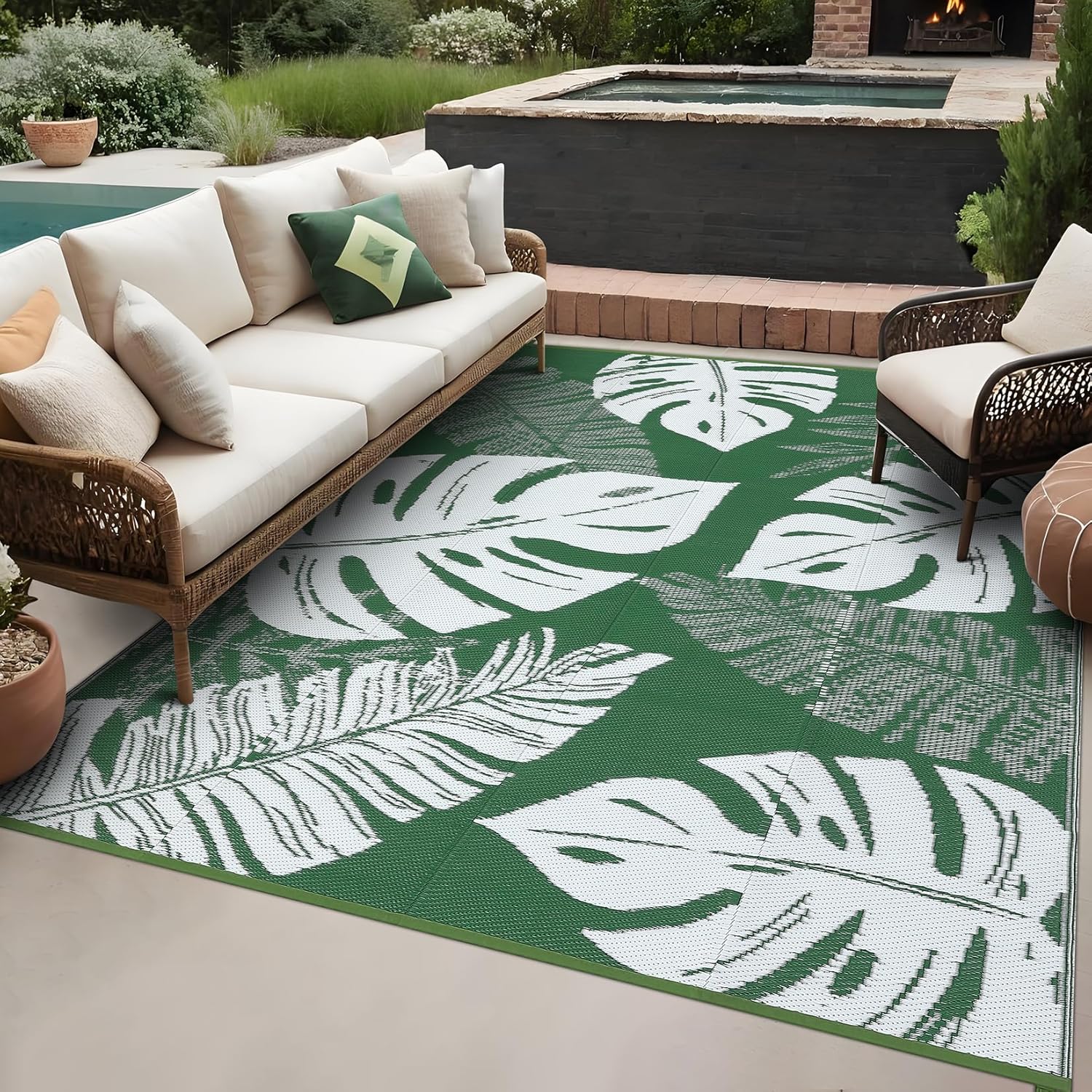 Outdoor Patio Rug Plastic Straw Rug RV camping Waterproof Reversible Carpet Mat - Picture 34 of 48