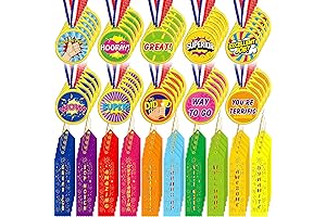 Geyee Bulk Award Ribbons and Plastic Winner Medals for Field Day and Competition