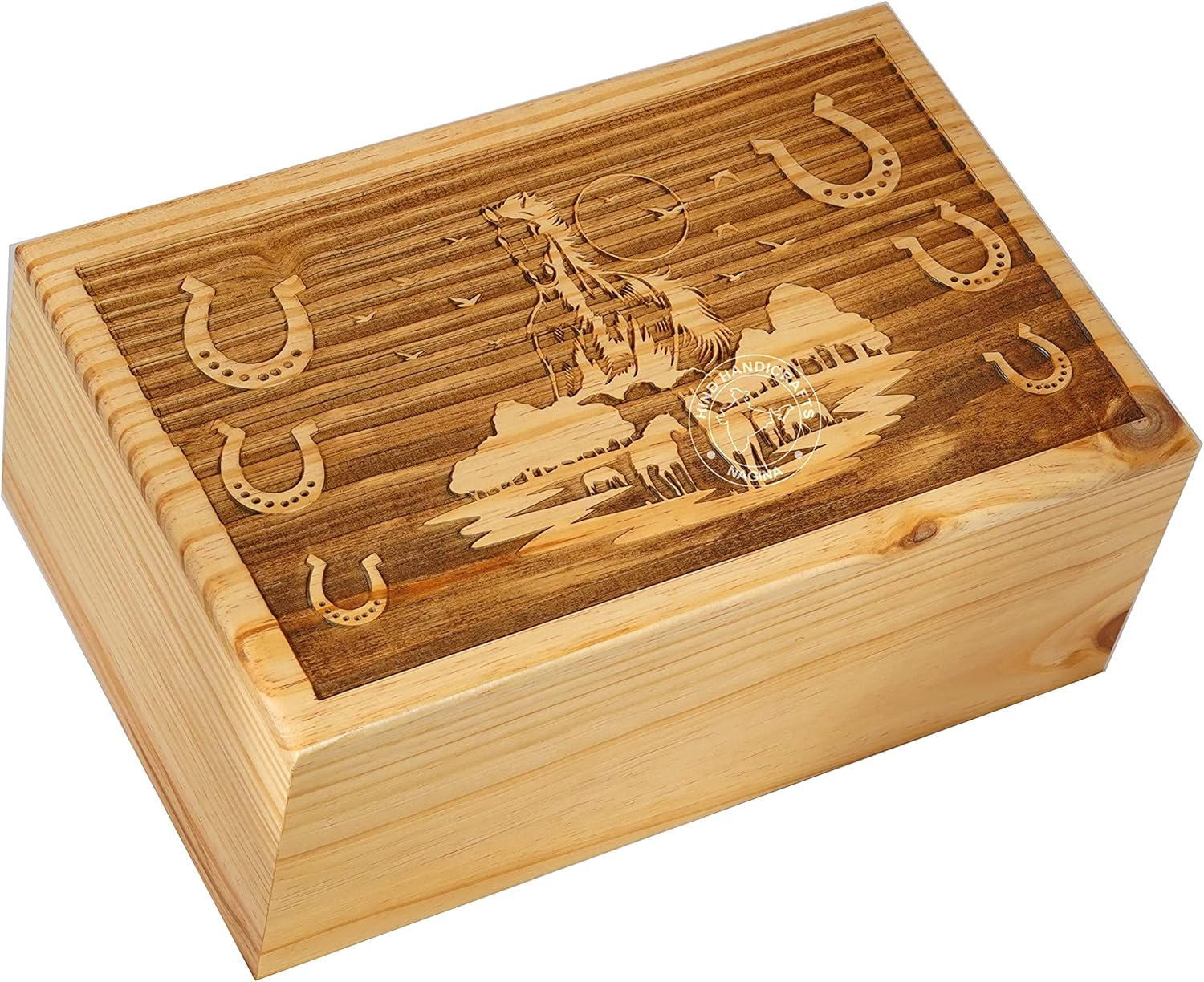 Handcrafted Horse Wooden Cremation Urns for Human Ashes Adult Large - Funeral Urn Box - Burial Urns for Columbarium (250 LB - Pinewood)