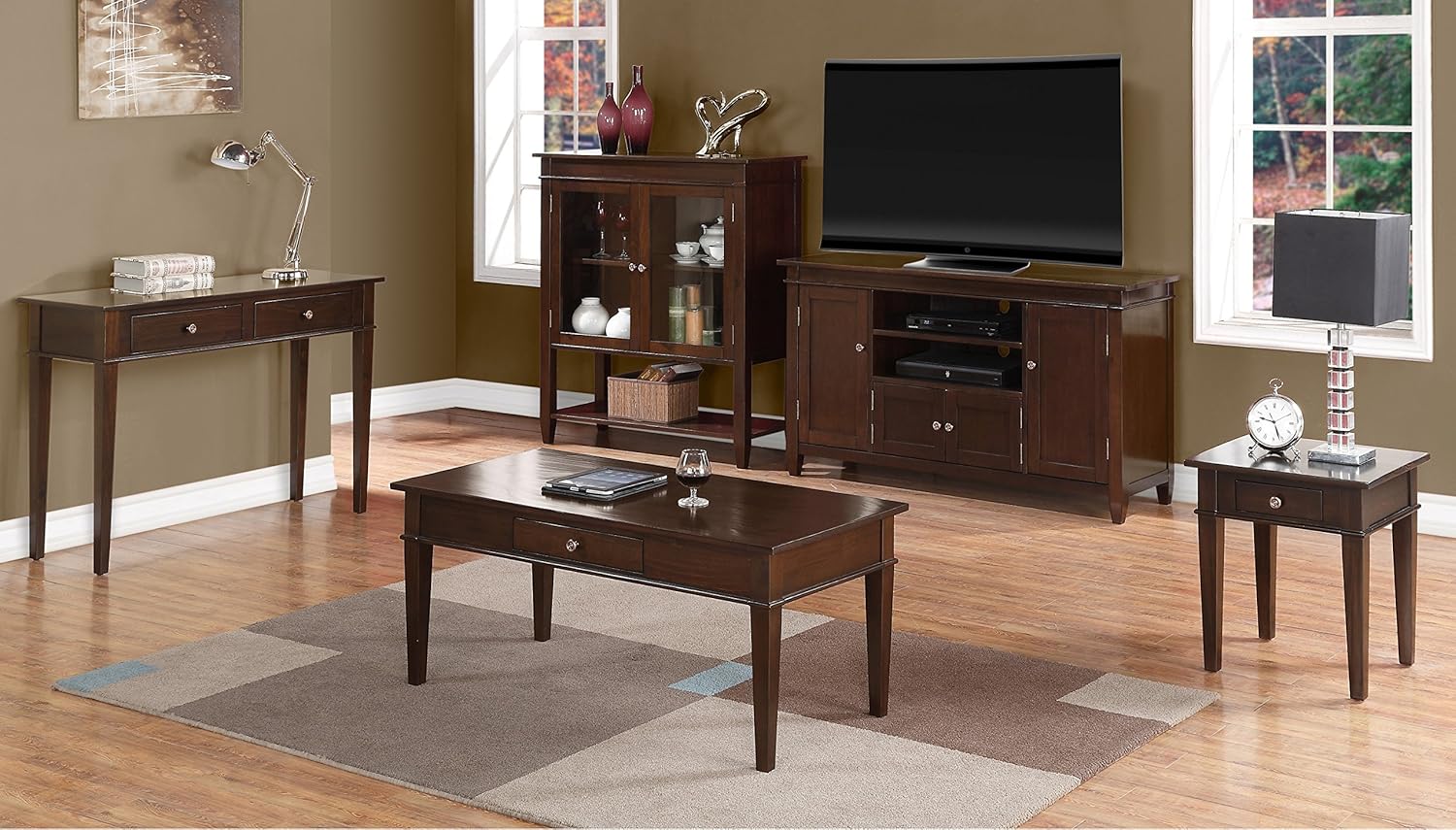 SIMPLIHOME Carlton SOLID WOOD Universal TV Media Stand, 54" Wide, Contemporary, Living Room Entertainment Center, Storage Shelves and Cabinets, for Flat Screen TVs up to 60 inch in Dark Tobacco Brown : Home & Kitchen