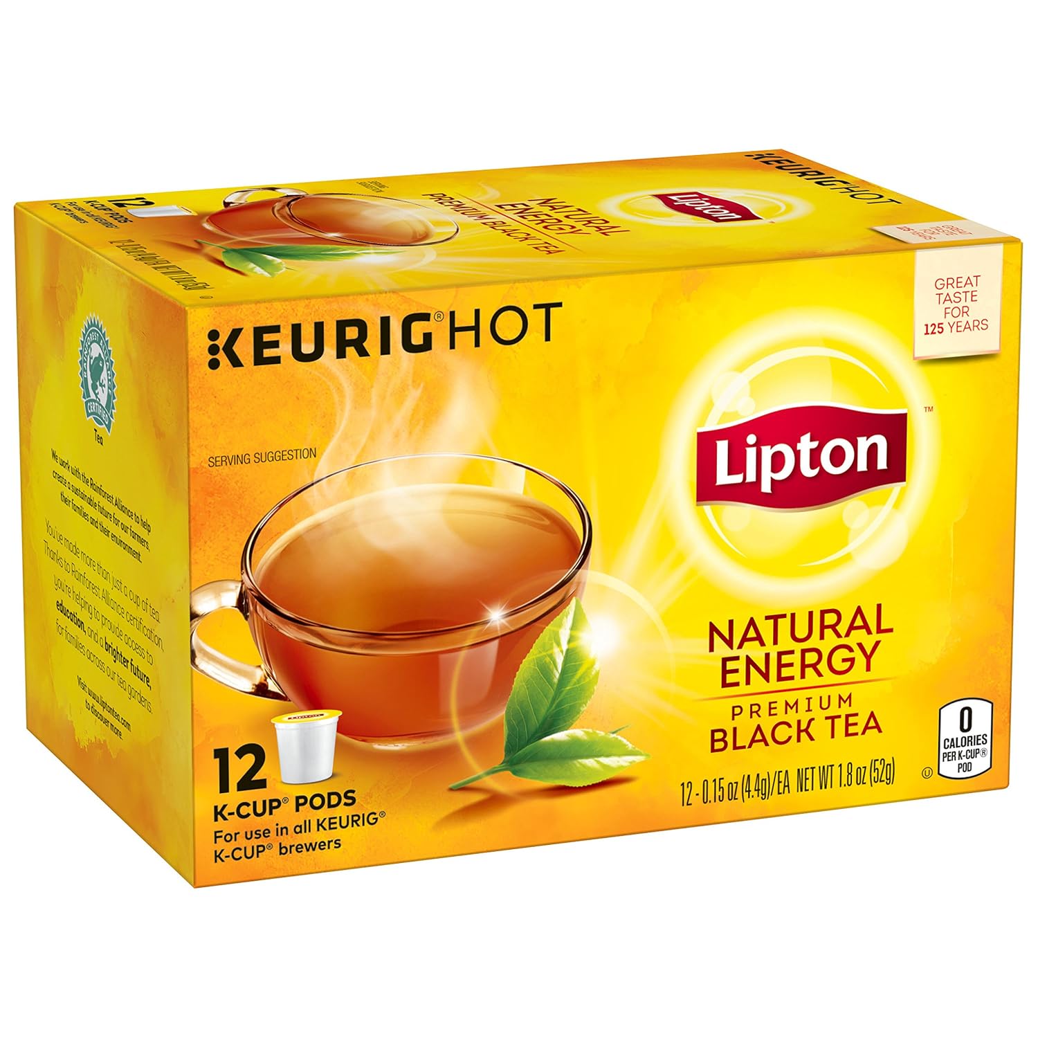 Lipton Premium Black Tea K-Cups, Natural Energy 12 ct