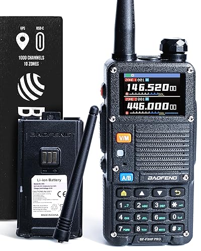 BAOFENG BF-F8HP PRO 10 W Tri-Band Two-Way Radio – UV-5R 7th Gen, 1000 Channels, GPS & NOAA Weather, Aviation/VHF/UHF/1.25 m Scanner, IP54 Rugged, USB-C Rechargeable Battery