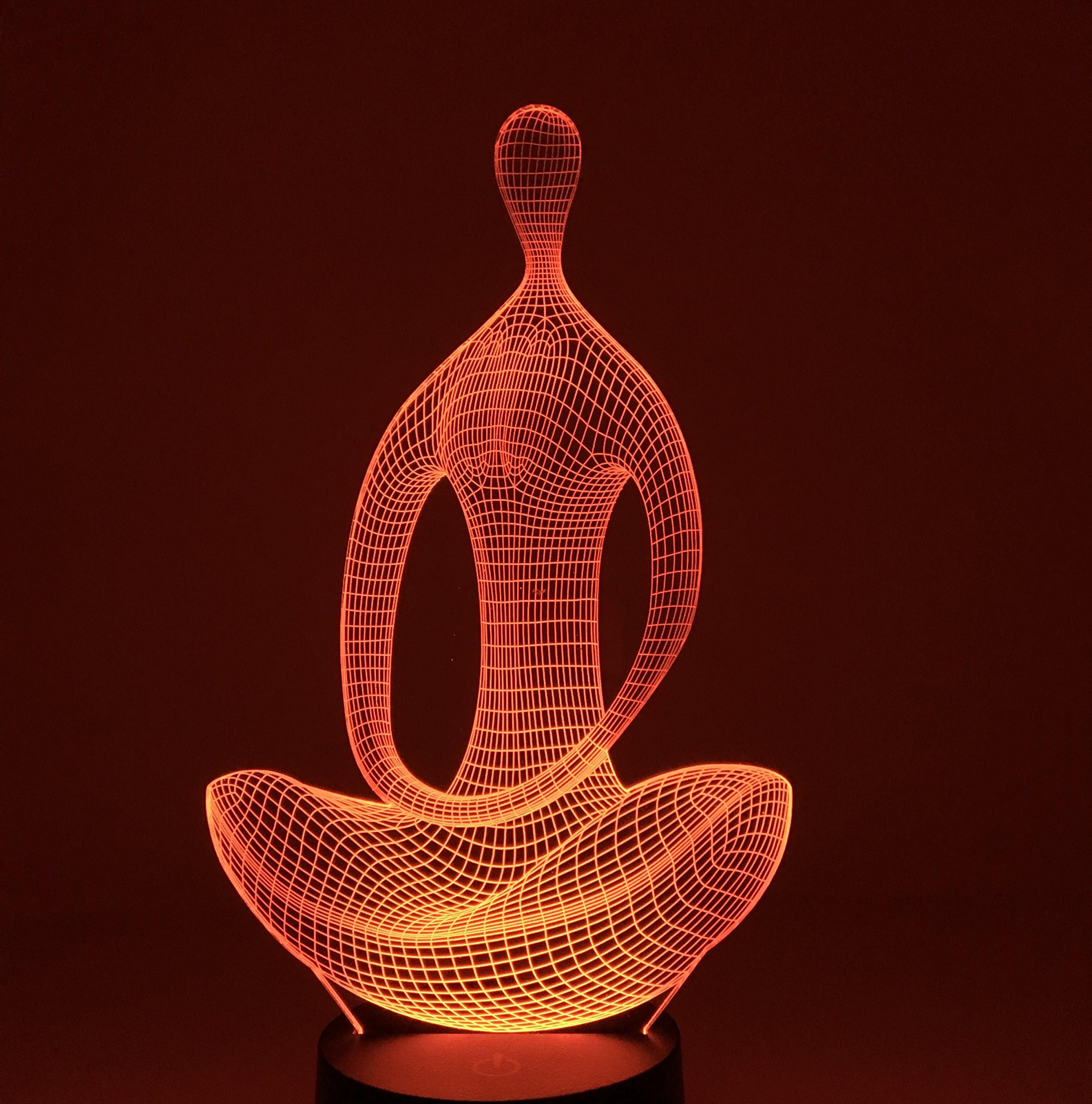 UniBridge 3D Yoga Meditation Illusion LED Night Light - USB Cable plus Battery Slot Base