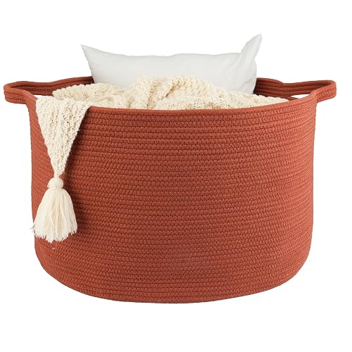 XUANGUO Extra Large Cotton Rope Round Storage Basket 22" x
