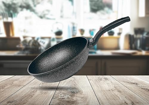 Olla antiadherente Wok de 8 pulgadas, revestimiento de mármol de 5 capas, hecha en Corea