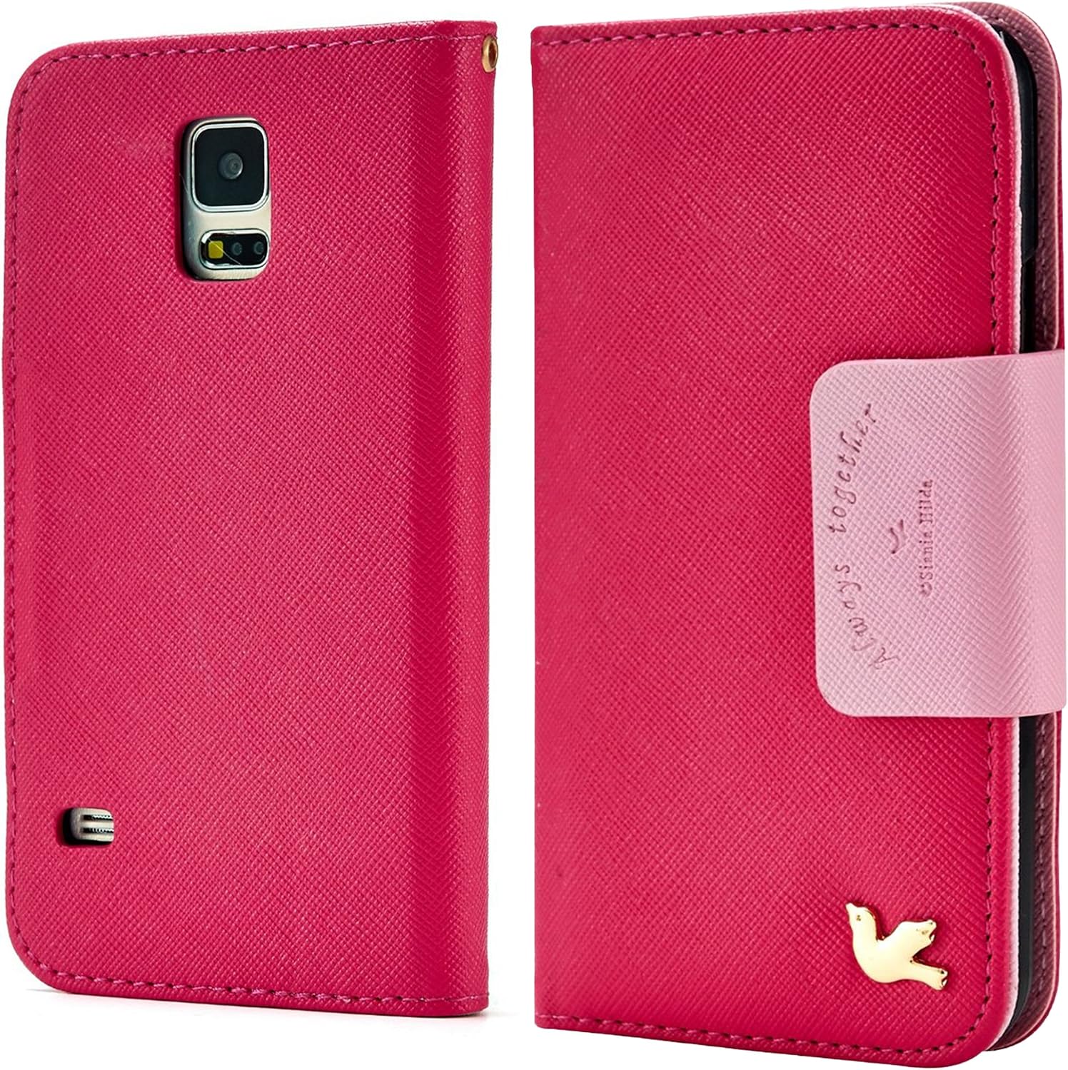 Galaxy S5 Case,by HiLDA,Wallet Case,PU Leather Case,Credit Card Holder,Flip Cover Skin,Galaxy SV I9600[Rose]