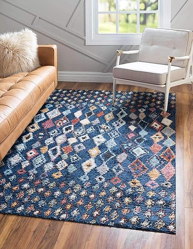Miniatura 1 de Unique Loom Morocco Collection Abstract Tribal, alfombra de área bohemia, 2 pies 2 pulgadas x 3 pies 0 pulgadas, azul marinonegro
