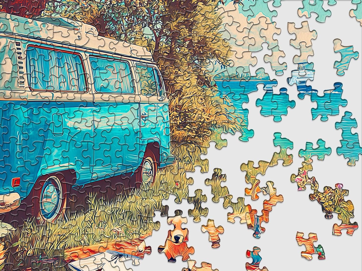Springbok Lake Day Picnic 500 Piece Jigsaw Puzzle for Adults - Poster Now Included - Camping Puzzle - Unique Cut Pieces - Made in USA