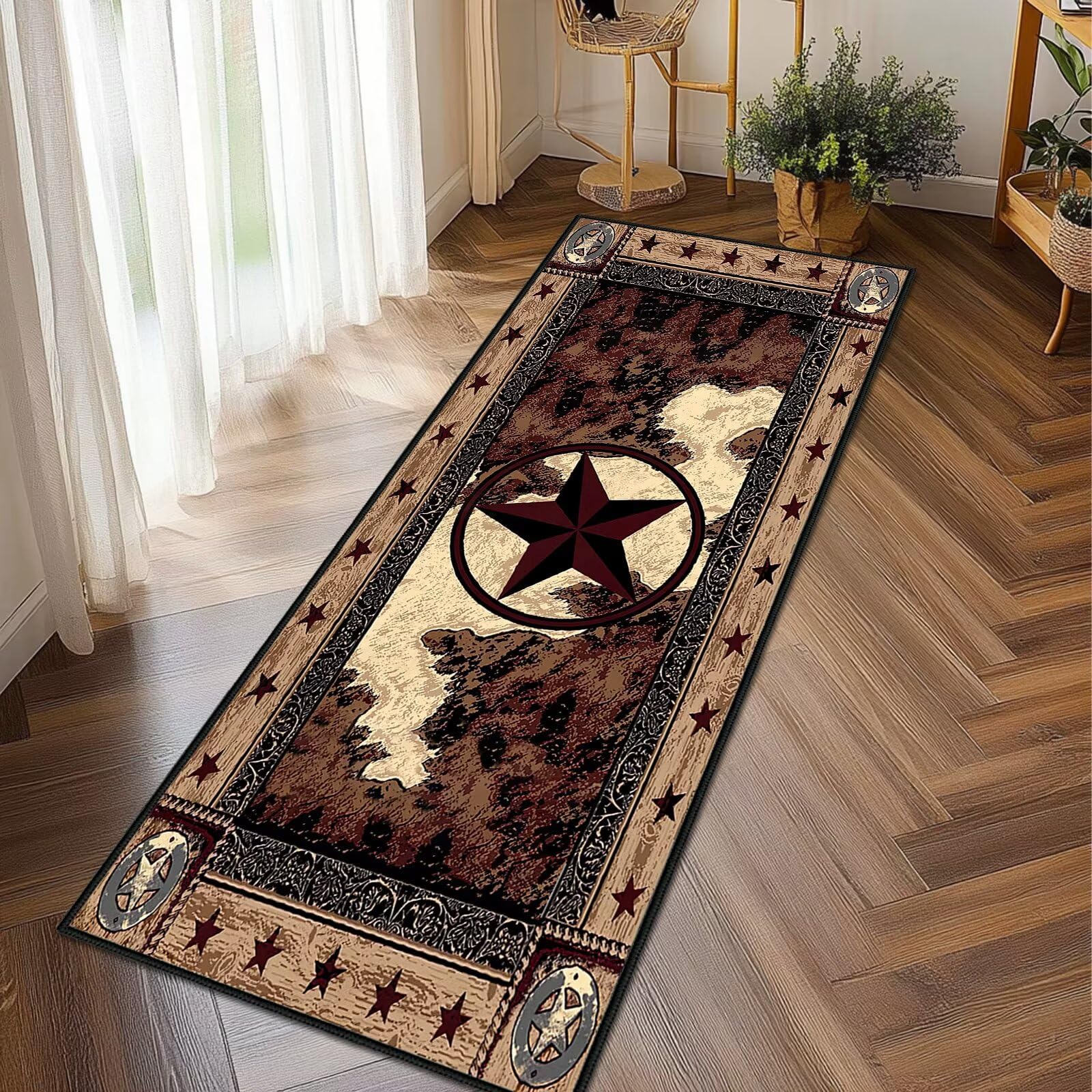 Western Rugs for Bedroom Western Runner Rug 2x6 Hallway Rug Texas Star Area Carpet Non Slip Washable Runner Carpet Rustic Kitchen Floor Mat Vintage