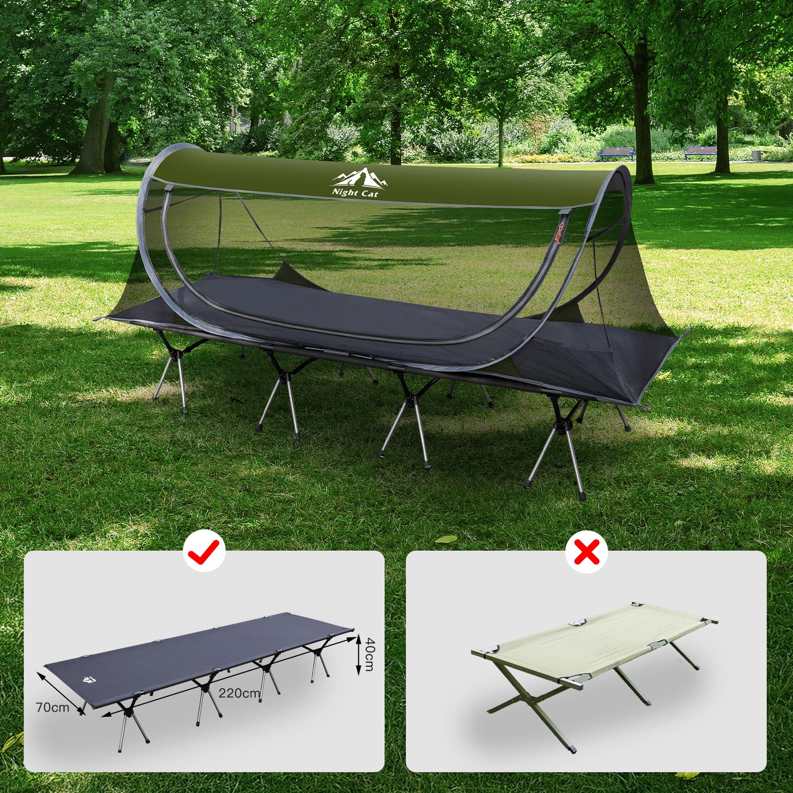 Night Cat Mosquitera Plegable 1 Persona para Trekking Camping