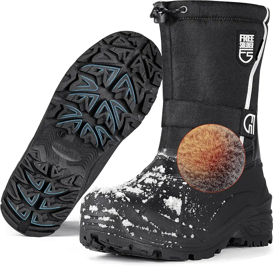 Botas de neve masculinas isoladas à prova d'água para caminhadas de inverno antiderrapantes para uso ao ar livre no tornozelo botas para clima frio com interior quente