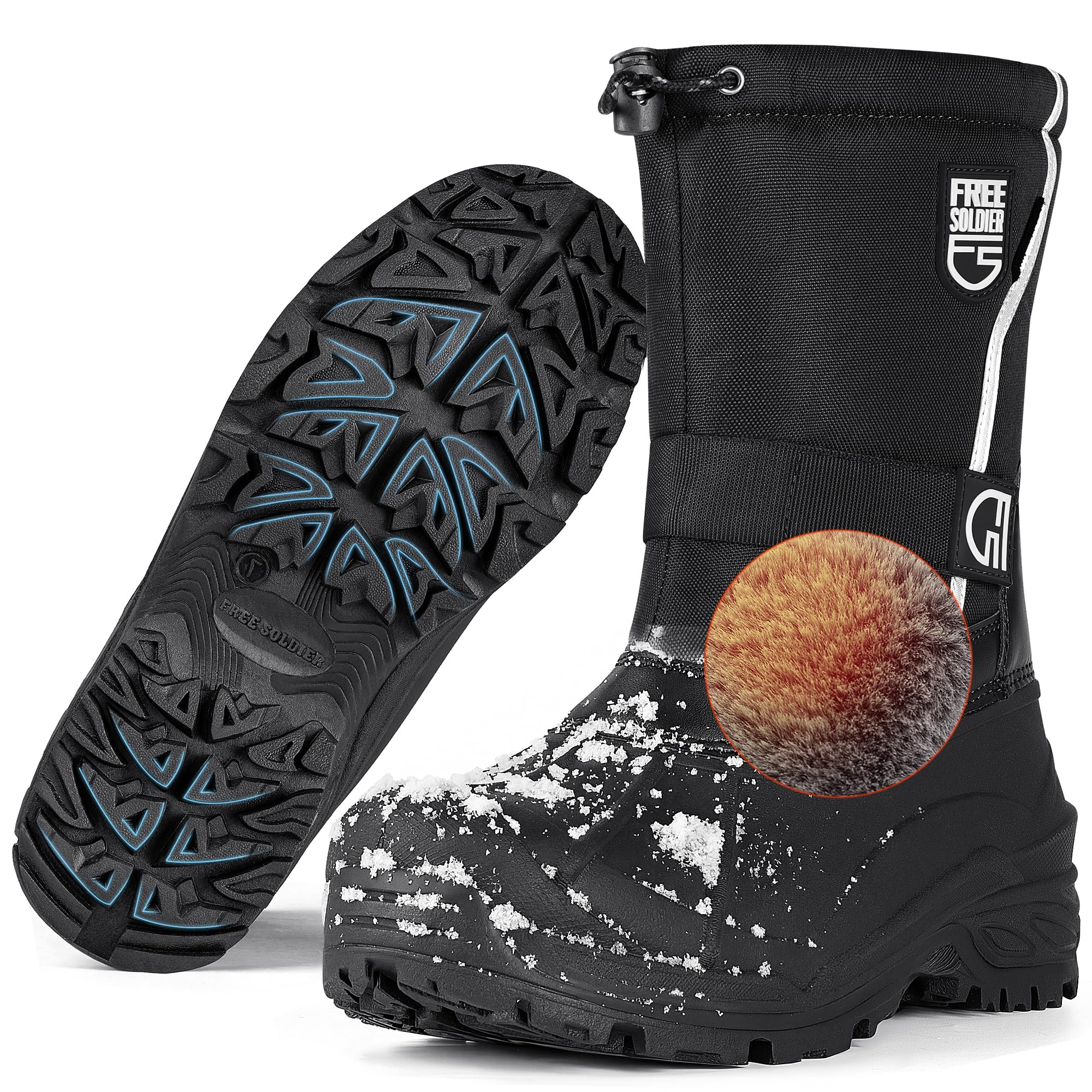 free soldier Mens Snow Boots Insulated Waterproof Winter Shoes Nonslip Outdoor Footwear with Removable Lining-picture-25