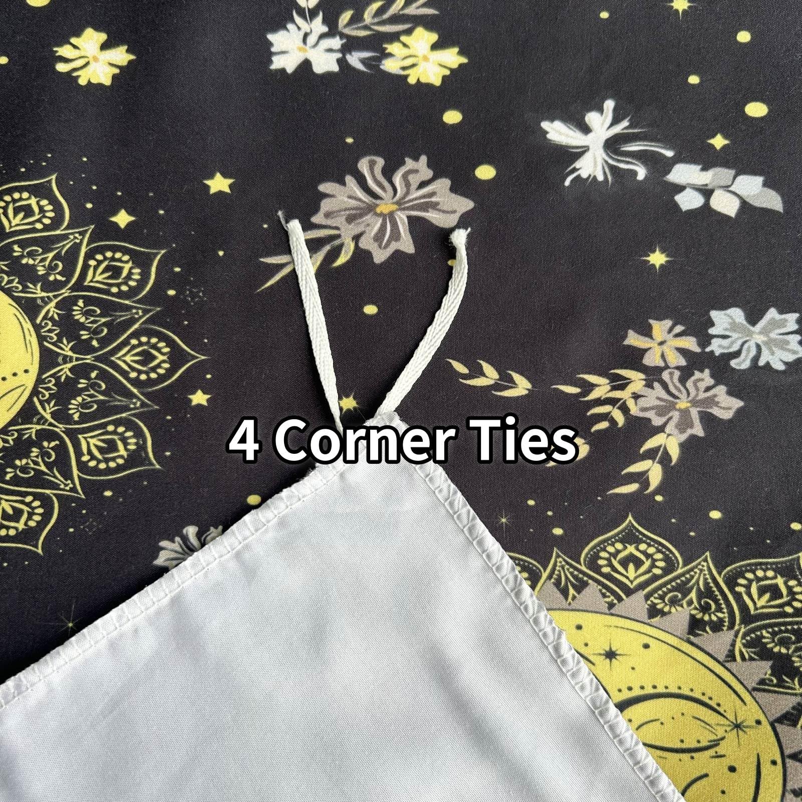 ANHOPE Sun Moon Stars Duvet Cover Set Soft Comforter Cover Bohemian Flower Print Pattern 3 Piece Bedding Set including Pillowcase All Season Quilt Cover with Zipper for Kids Adults Double Size - Image 4